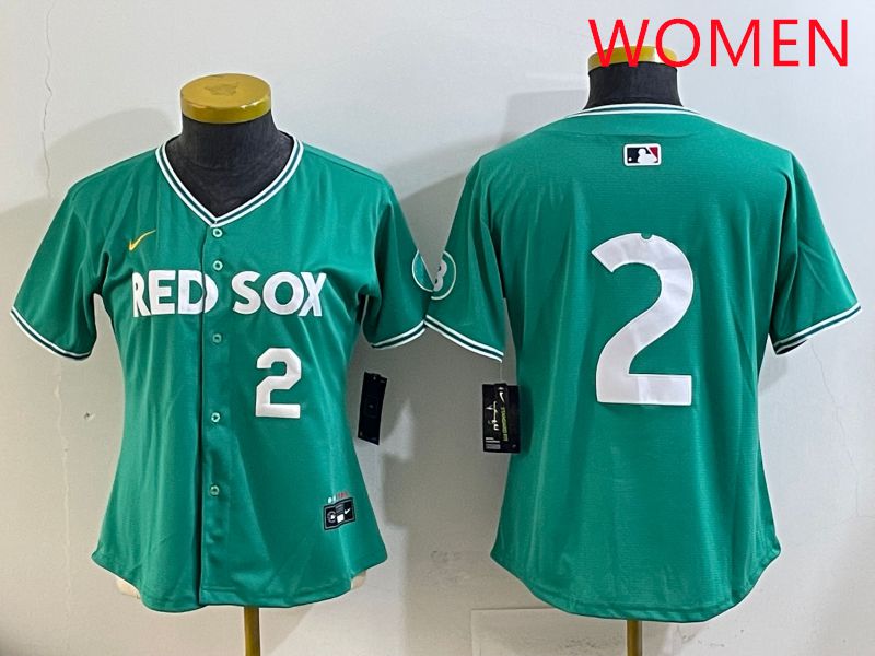 Women Boston Red Sox #2 No Name Green Joint Name Nike 2025 MLB Jersey style 4